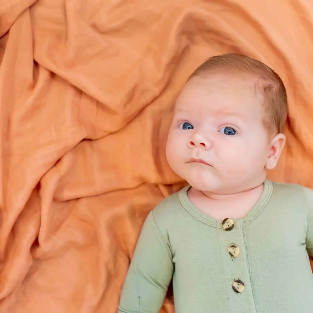 The Tiny Details Burnt Orange Bamboo Muslin Swaddle