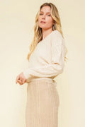 The Tiny Details Cable Knit Sleeve Tie Back Sweater