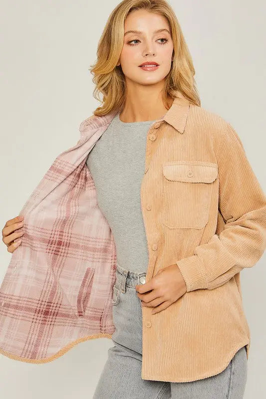 The Tiny Details Corduroy Reversible Button Down Jacket