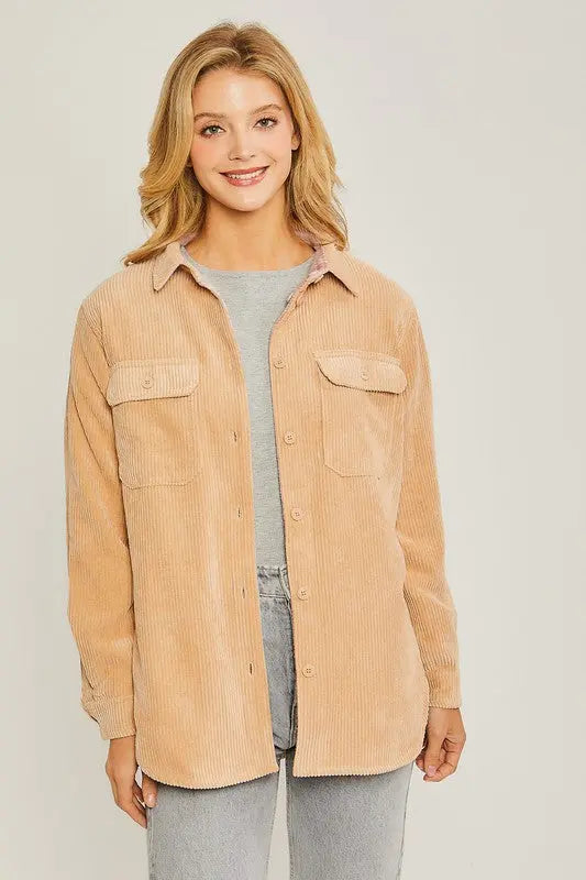 The Tiny Details Corduroy Reversible Button Down Jacket