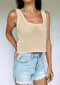 The Tiny Details Cropped Beige Knit Tank