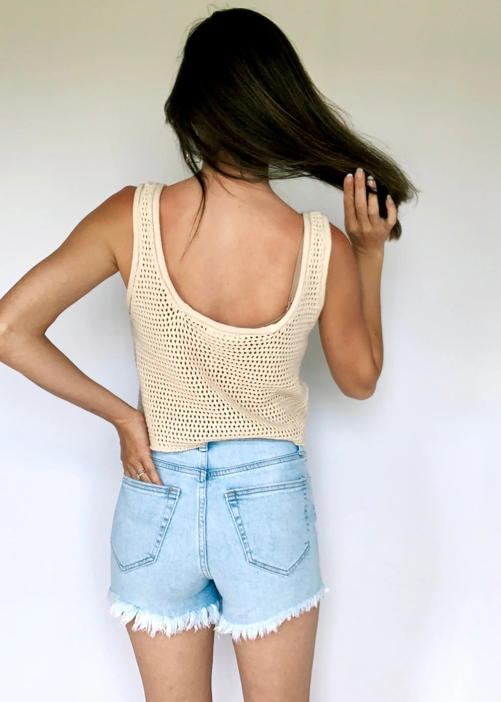 The Tiny Details Cropped Beige Knit Tank