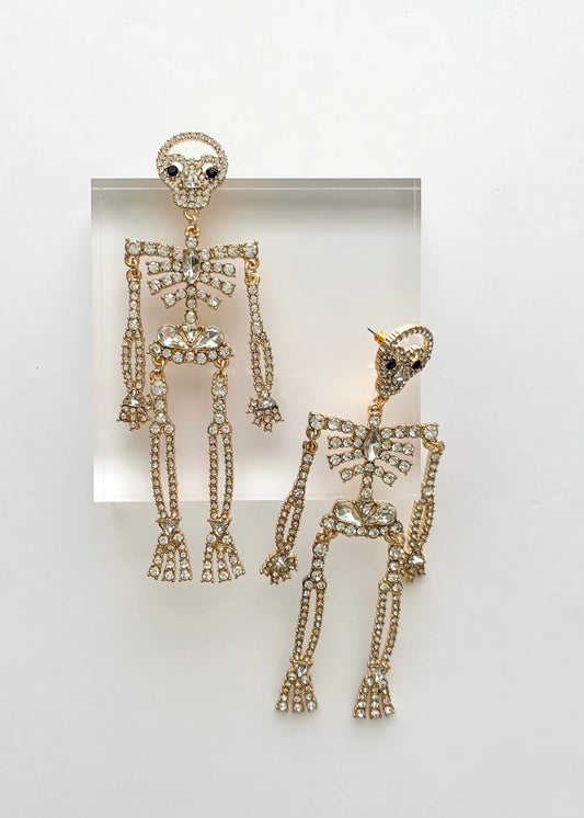 The Tiny Details Crystal Halloween Skeleton Earrings
