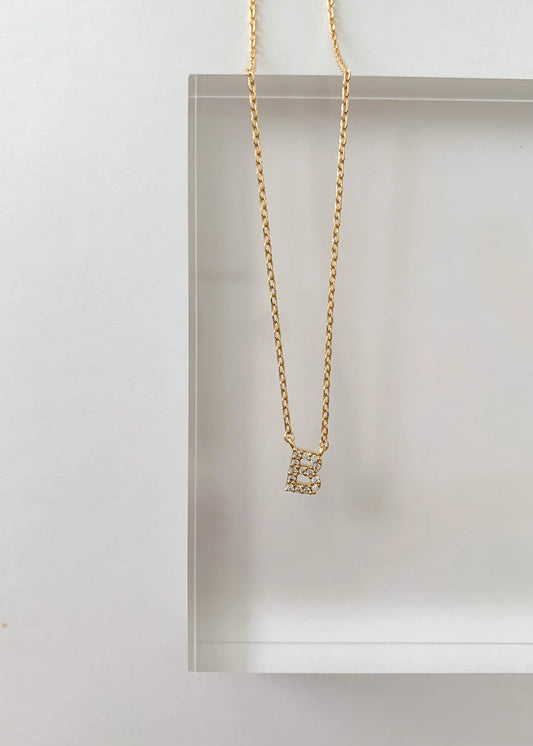 The Tiny Details Crystal Initial Pendant Gold Necklace