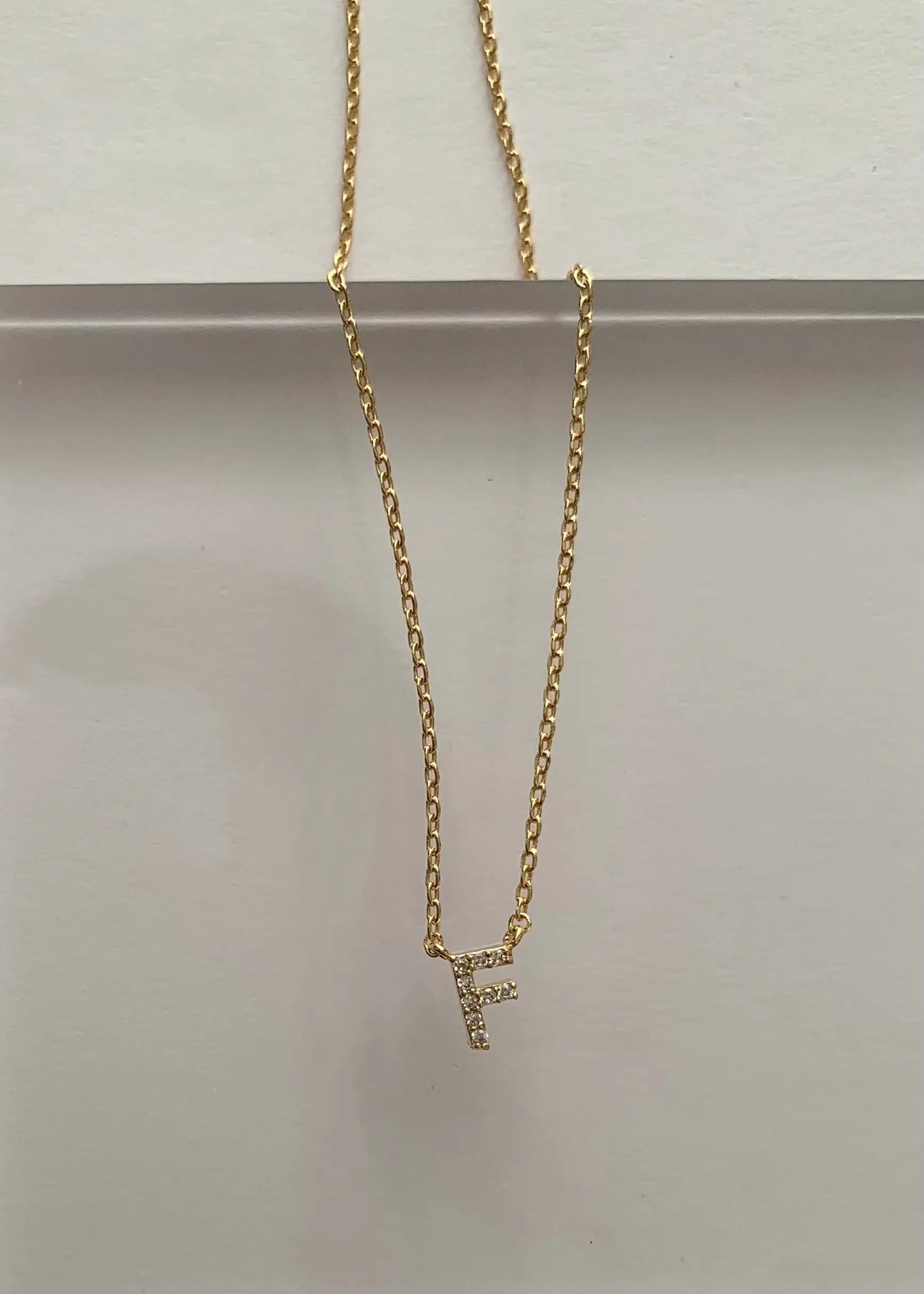The Tiny Details Crystal Initial Pendant Gold Necklace