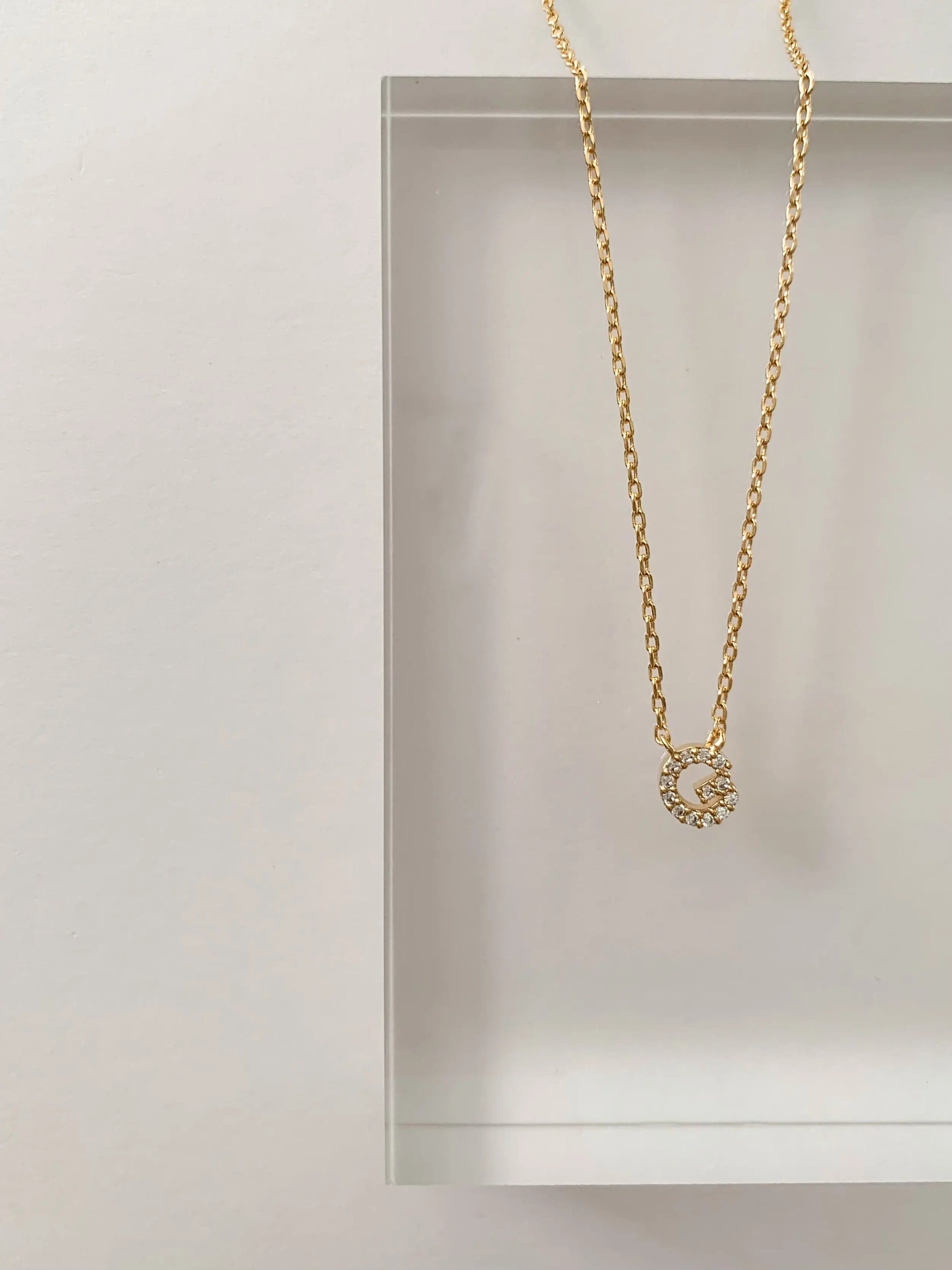 The Tiny Details Crystal Initial Pendant Gold Necklace
