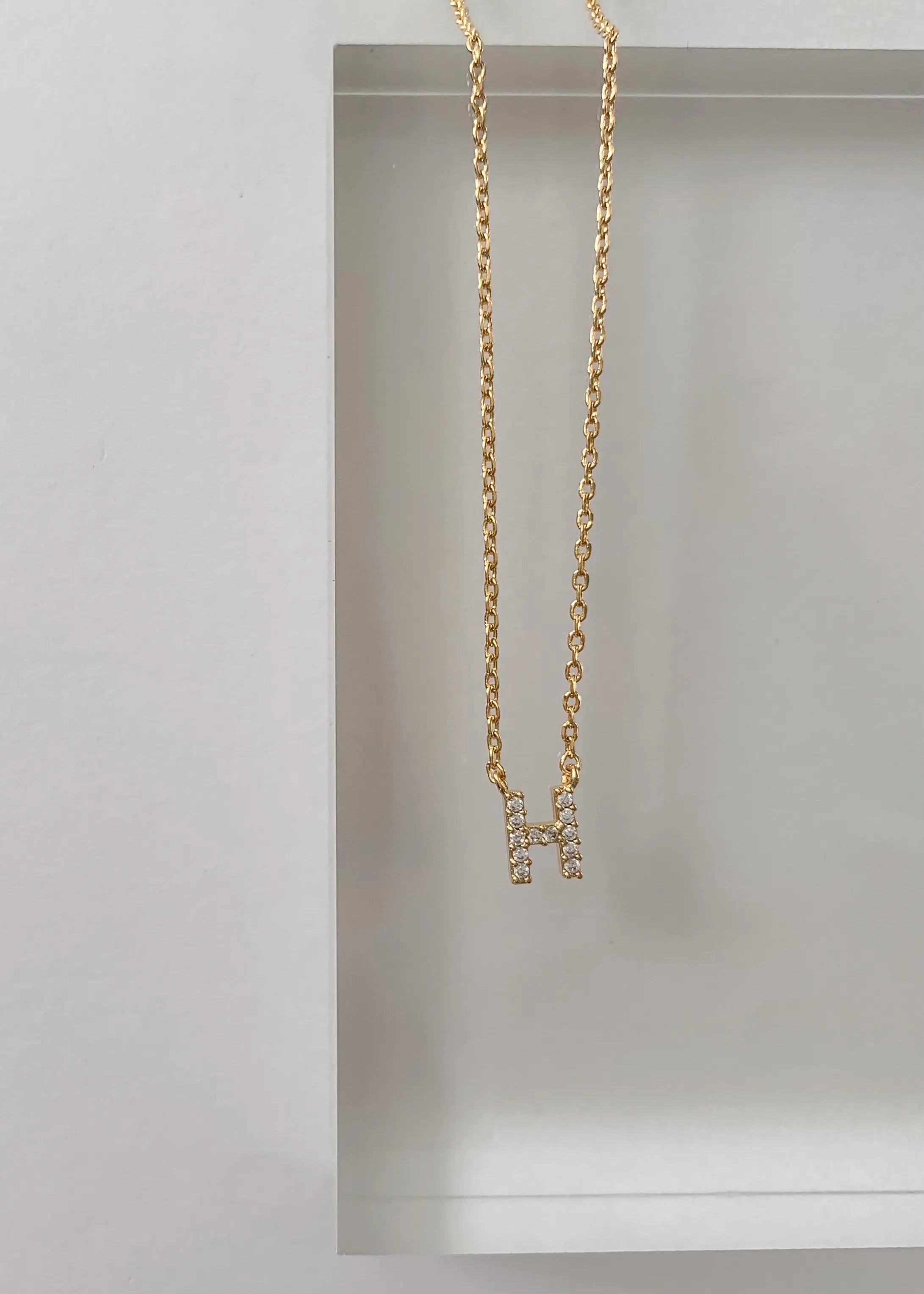 The Tiny Details Crystal Initial Pendant Gold Necklace