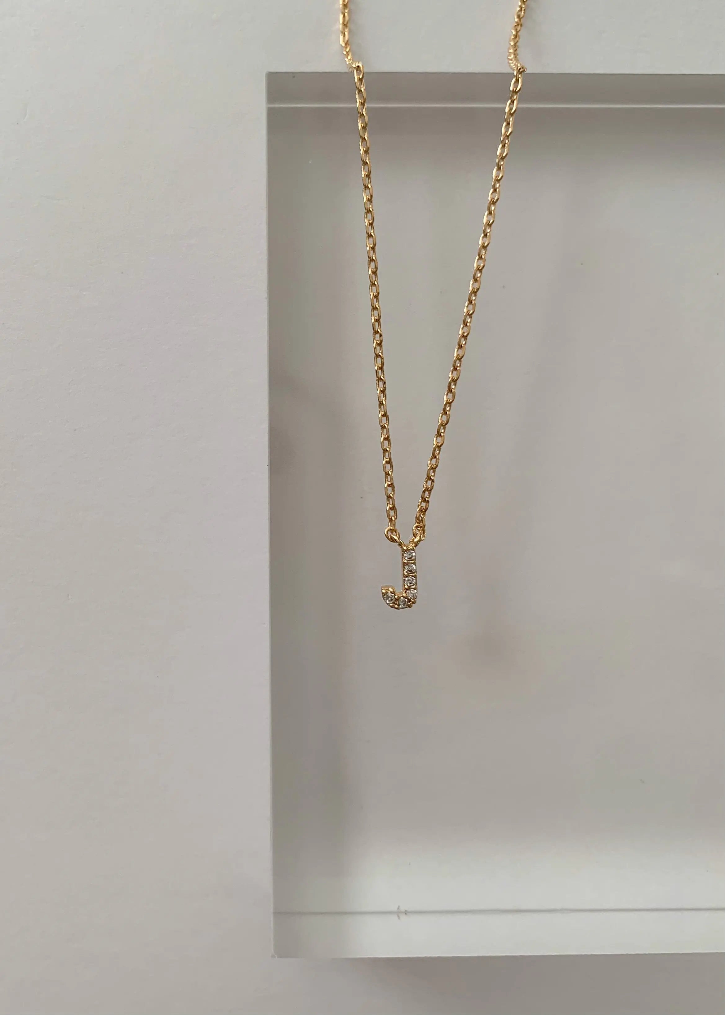 The Tiny Details Crystal Initial Pendant Gold Necklace