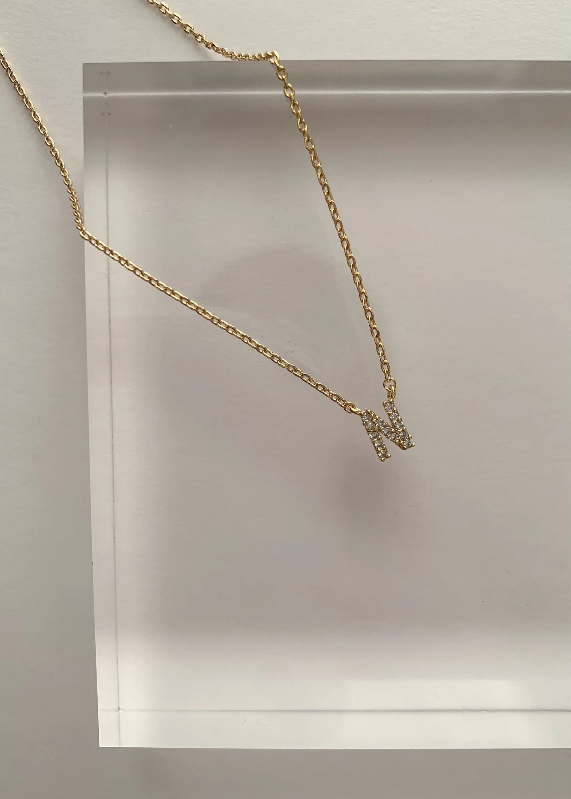 The Tiny Details Crystal Initial Pendant Gold Necklace