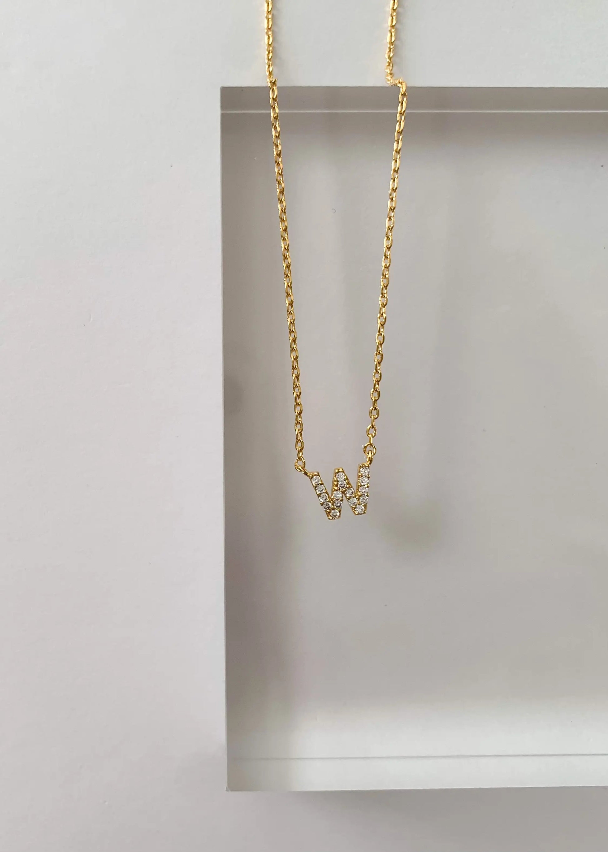 The Tiny Details Crystal Initial Pendant Gold Necklace
