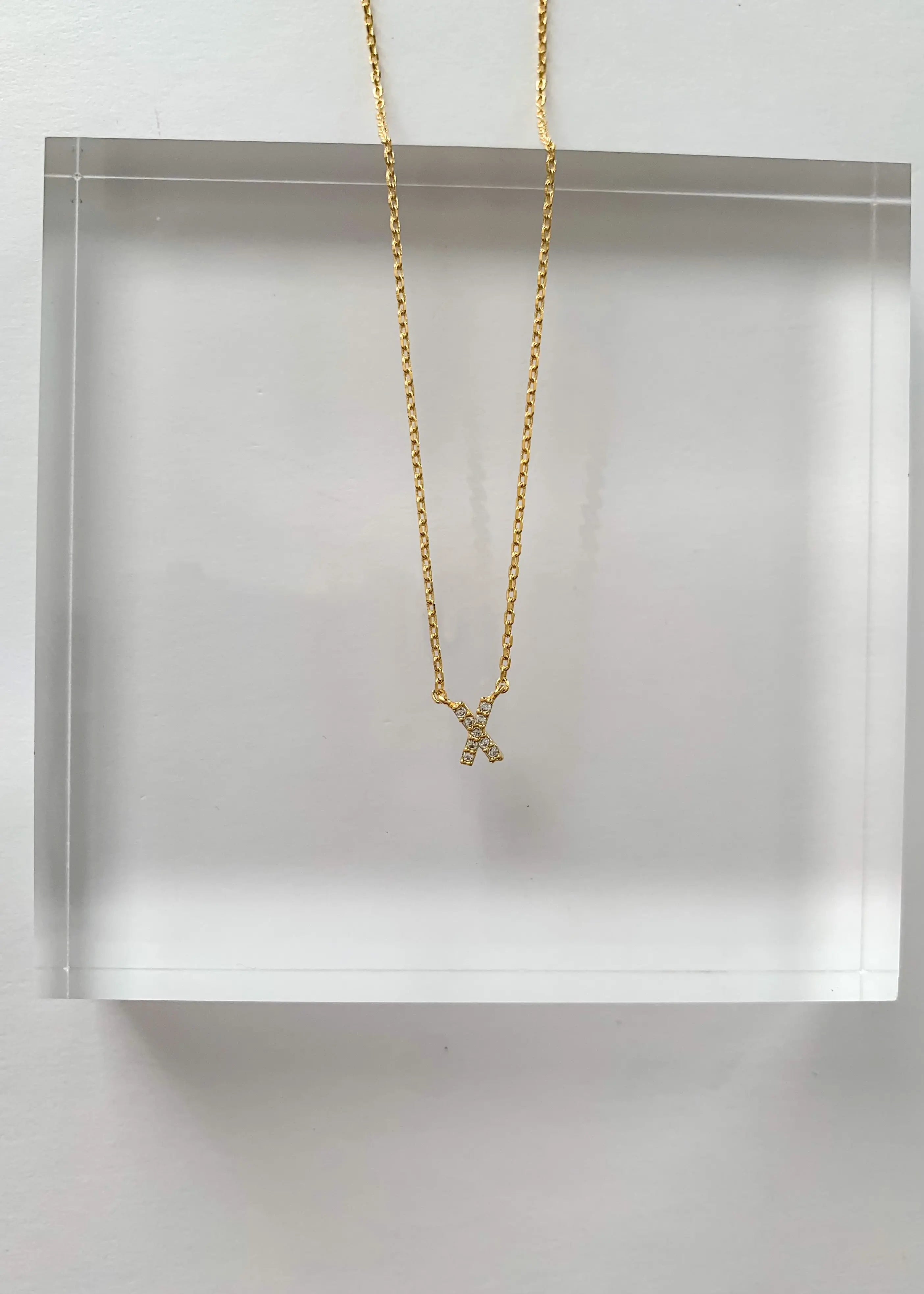 The Tiny Details Crystal Initial Pendant Gold Necklace