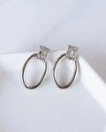 The Tiny Details Crystal Silver Ava Oval Earrings