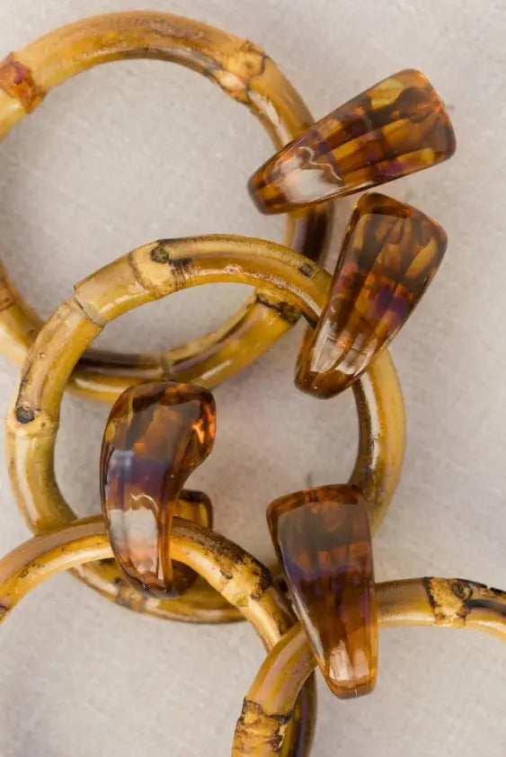 The Tiny Details Dark Brown Bamboo Statement Earrings