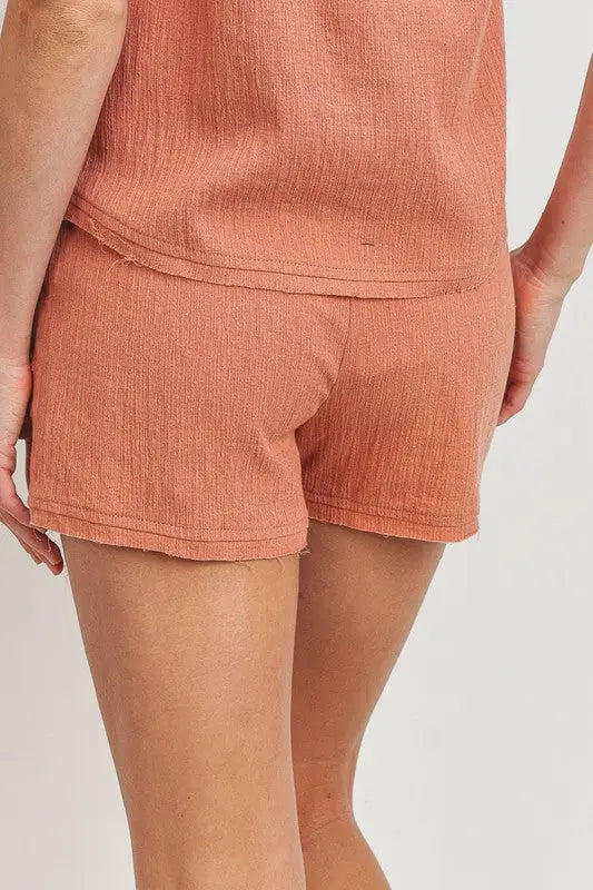 The Tiny Details Drawstring Two-Sided Pocket Clay Shorts