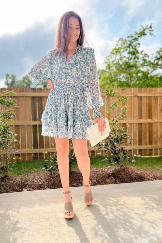 The Tiny Details Floral Print Smocked Detail Dress