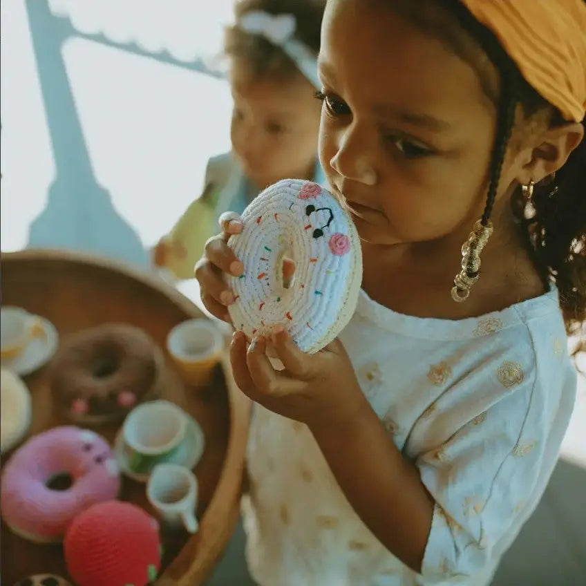 The Tiny Details Friendly Knitted Doughnut Rattle