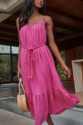 The Tiny Details Fuchsia Sun Beam Braid Belt Midi Dress