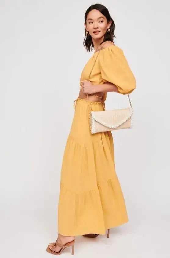 The Tiny Details Gloria Natural Beaded Crossbody Bag