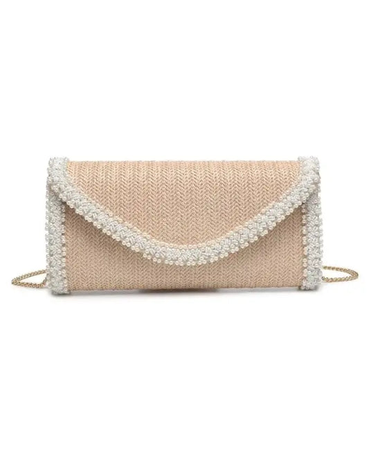 The Tiny Details Gloria Natural Beaded Crossbody Bag