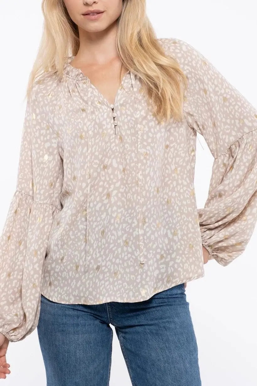 The Tiny Details Gold Speckled Leopard Print Top
