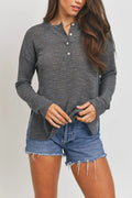 Shop Tiny Details Heather Charcoal Lightweight Long Sleeve Top for women