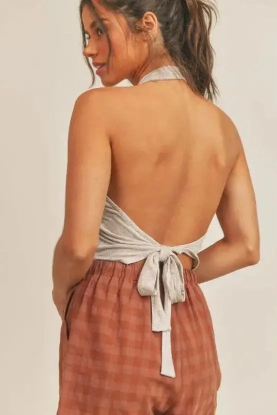 The Tiny Details Keep It Simple Oatmeal Halter Top