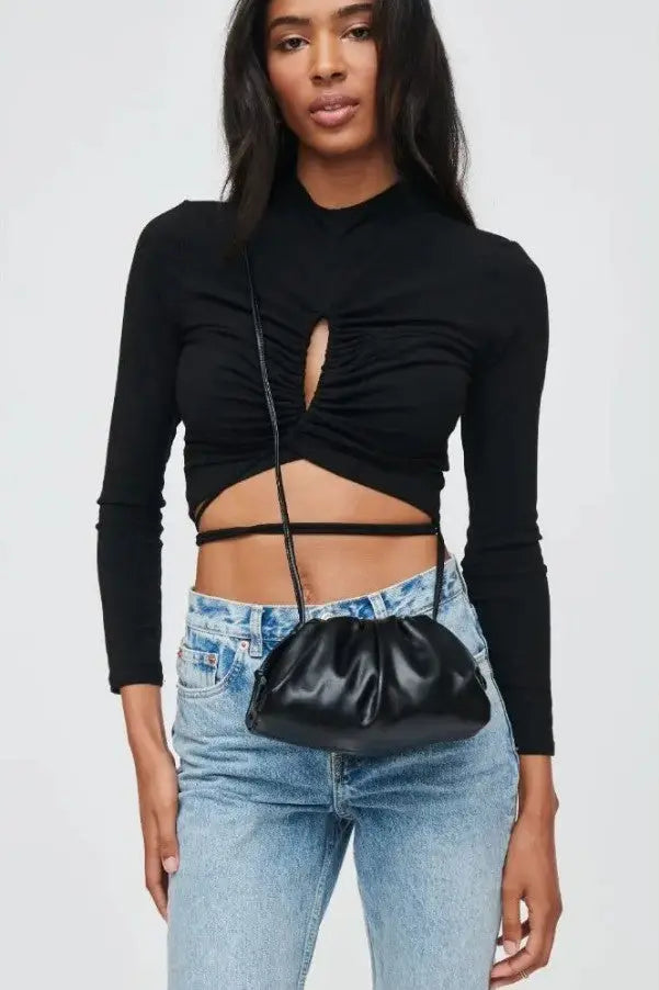 The Tiny Details Kourtney Black Vegan Leather Handbag
