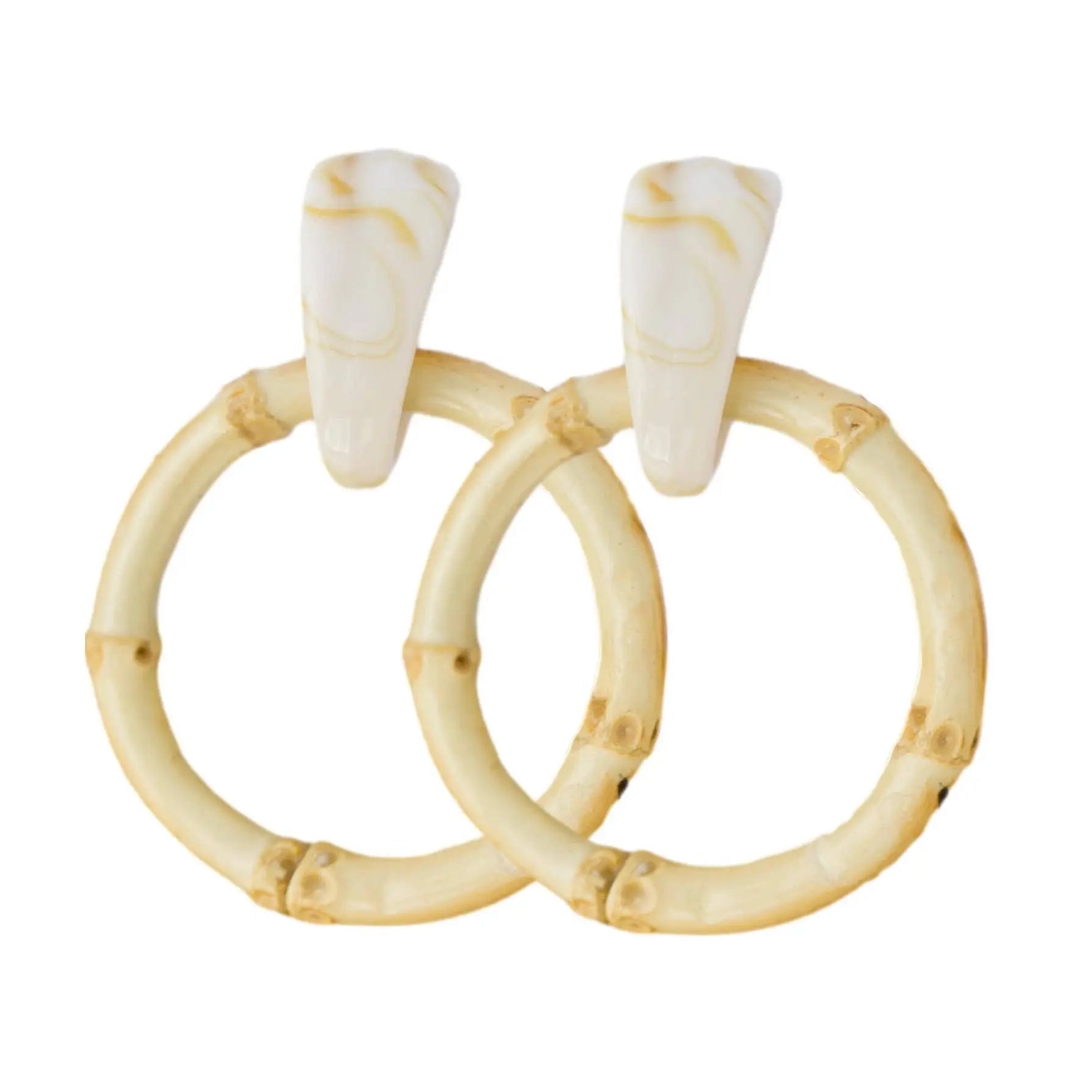 The Tiny Details Light Brown Bamboo Statement Earrings