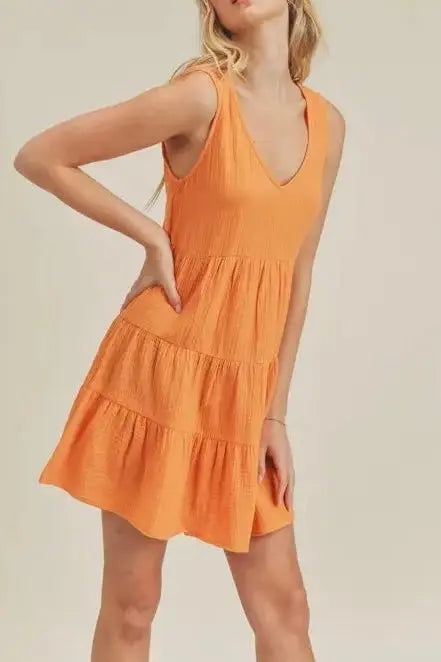 The Tiny Details Mango Wrinkle Cotton Sleeveless Dress