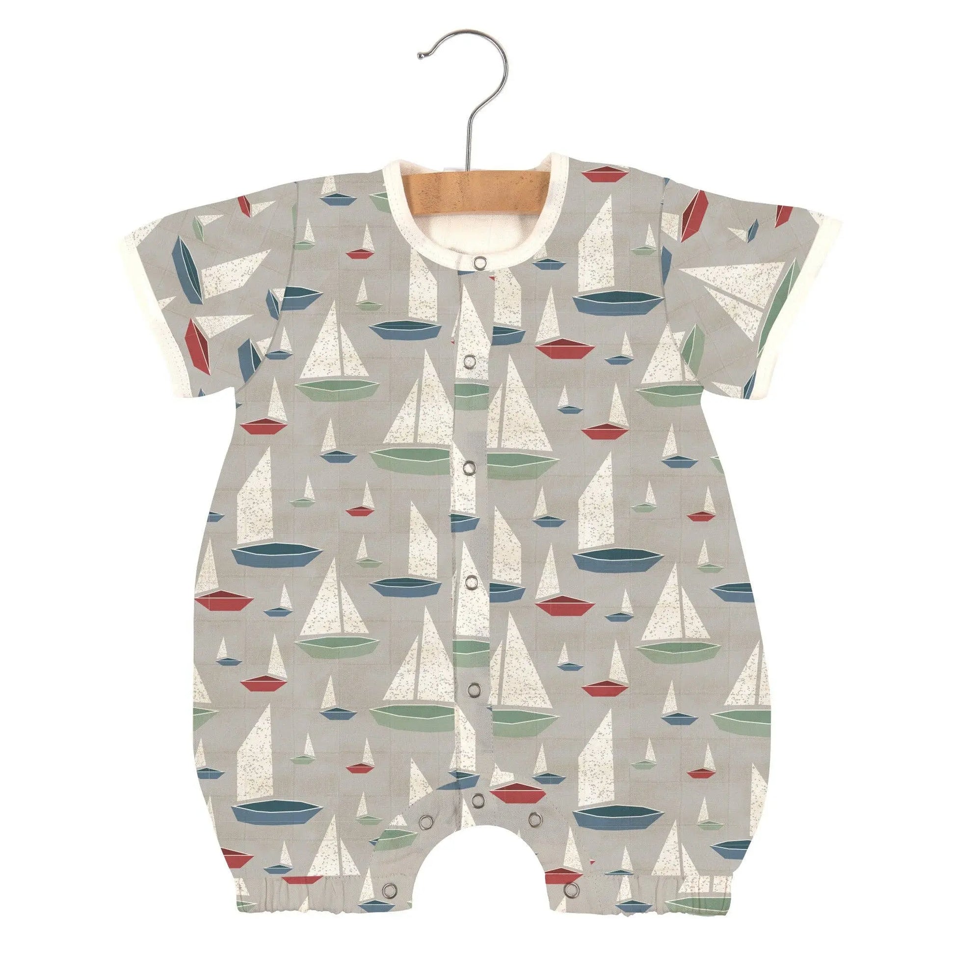 The Tiny Details Marina Sailboats Bamboo Baby Romper