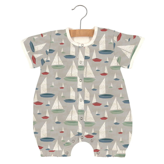 The Tiny Details Marina Sailboats Bamboo Baby Romper