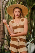 The Tiny Details Matching Striped Knitted Shorts