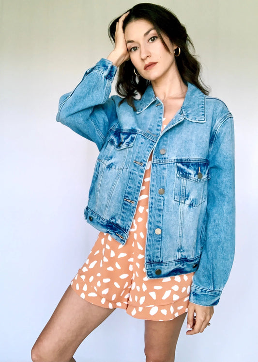The Tiny Details Medium Wash 90s Fit Denim Jacket