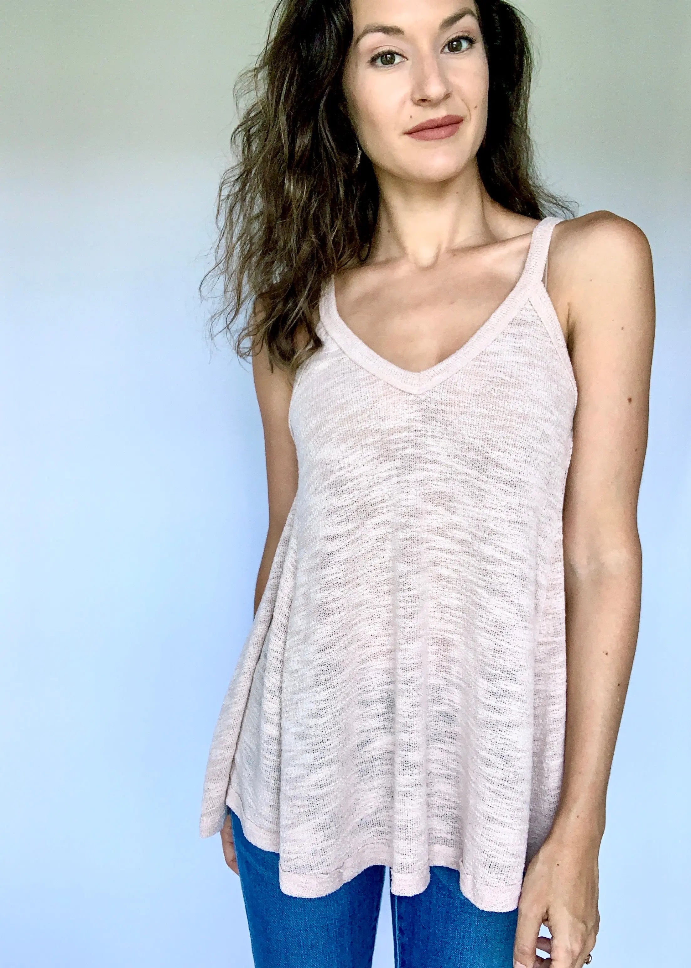 The Tiny Details Mink Pink Low Gauge Swing Knit Tank