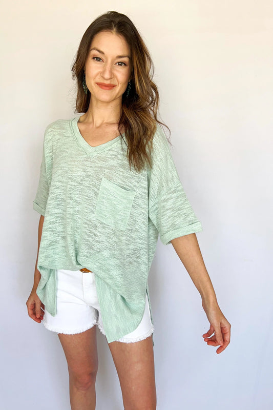 The Tiny Details Mint Relaxed Short Sleeve Pocket Tee