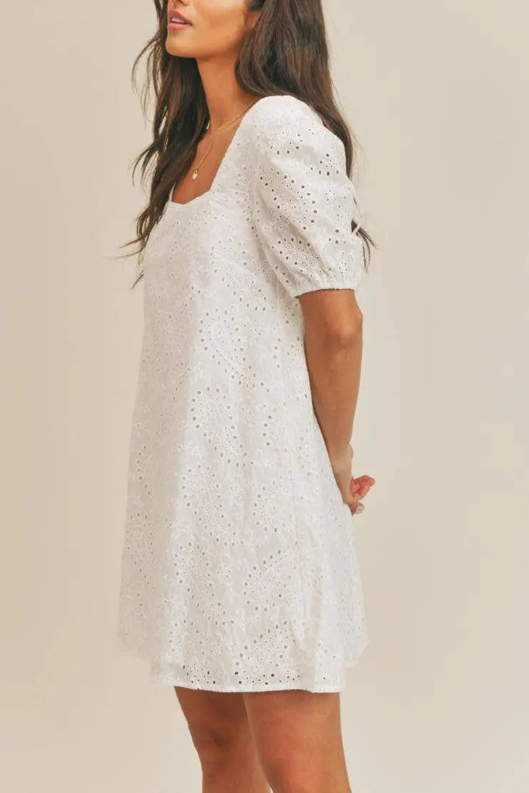 Mira White Eyelet Mini Dress | The Tiny Details