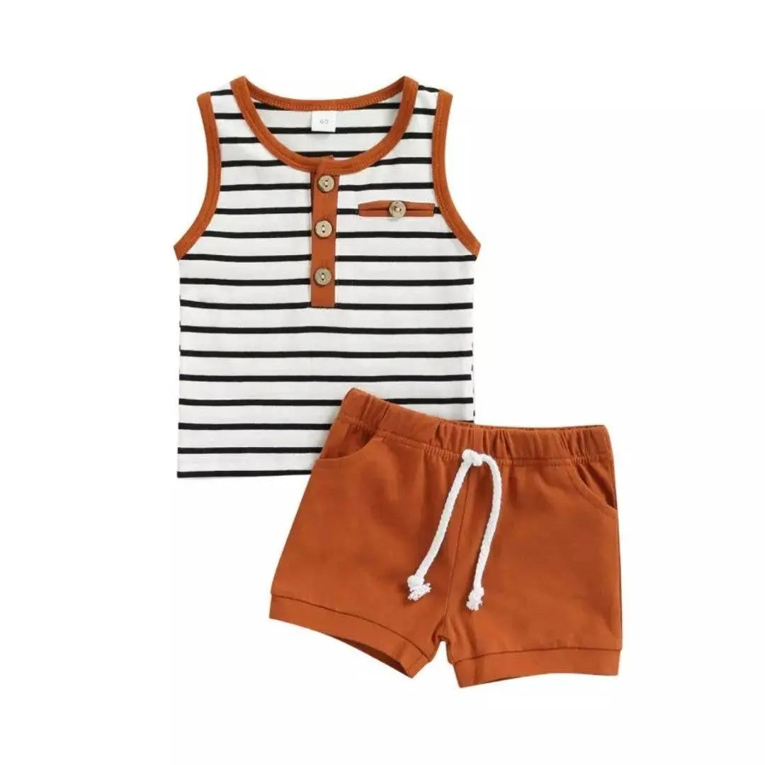 The Tiny Details Nautical Stripes Ahoy Two-Piece Shortie Set
