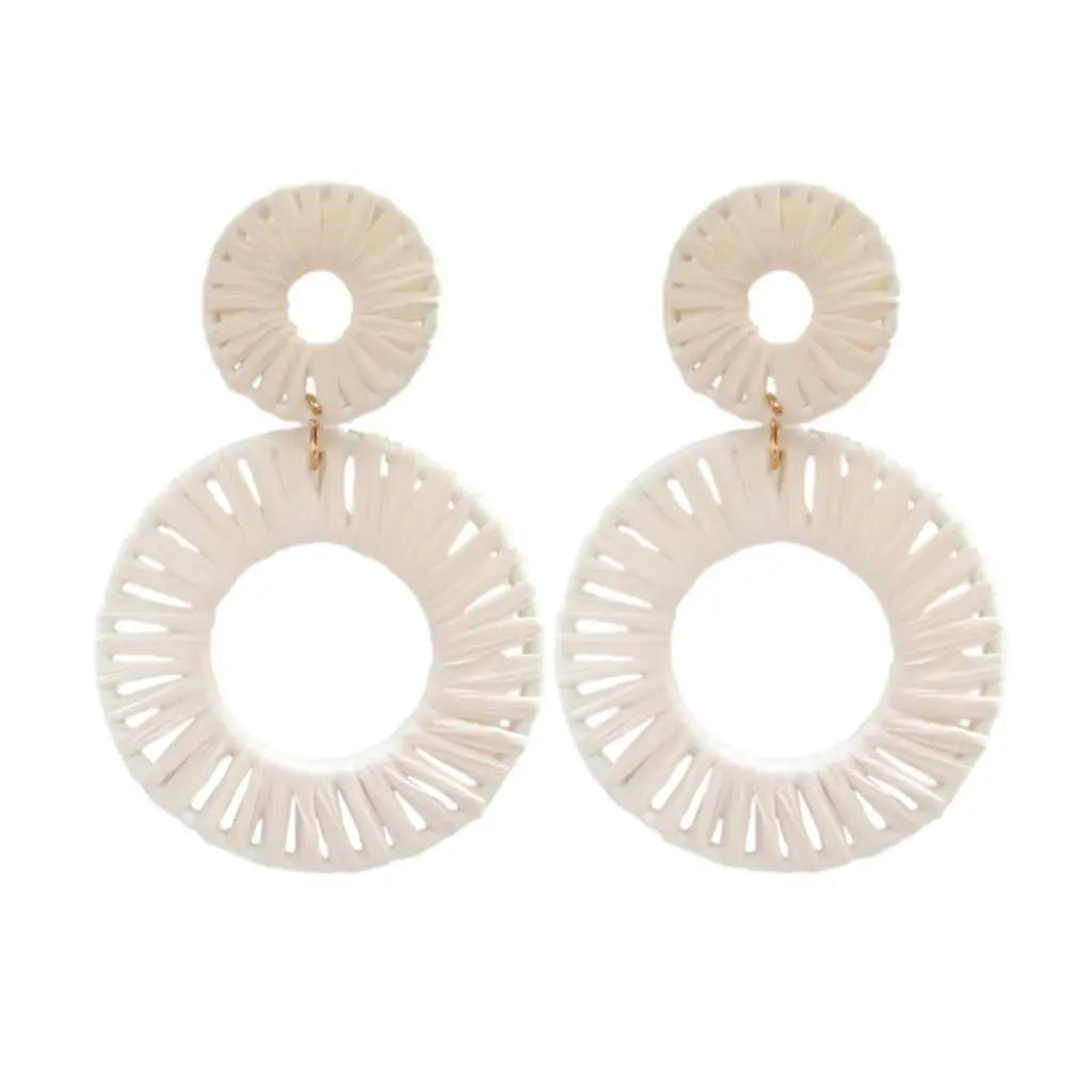 The Tiny Details Neutral Calypso Raffia Circle Earrings