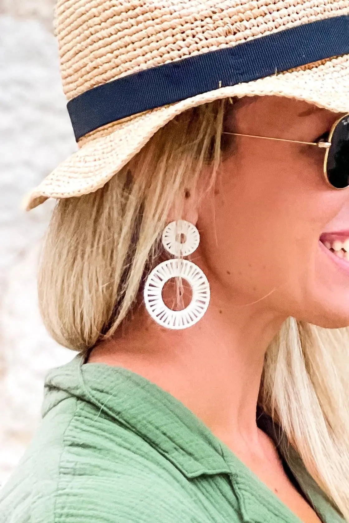 The Tiny Details Neutral Calypso Raffia Circle Earrings