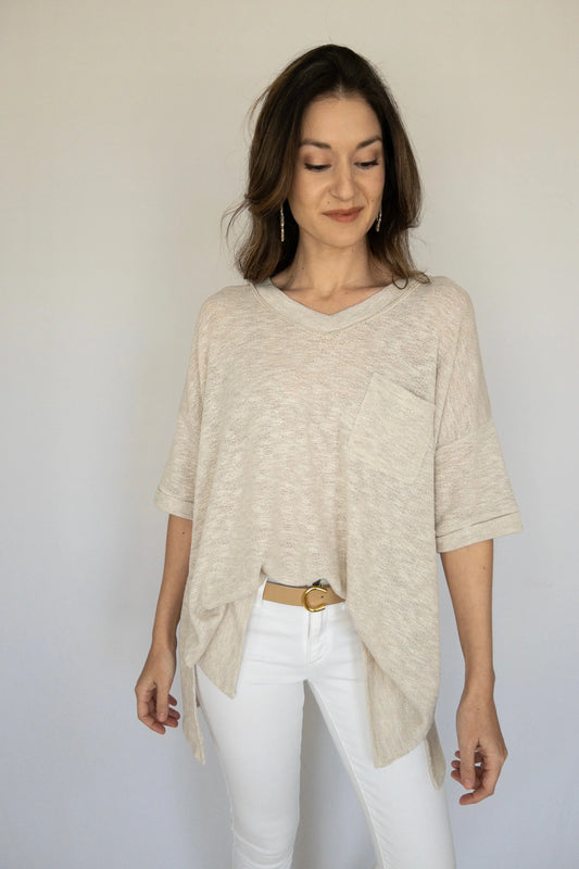 The Tiny Details Oatmeal Relaxed Short Sleeve Pocket Tee