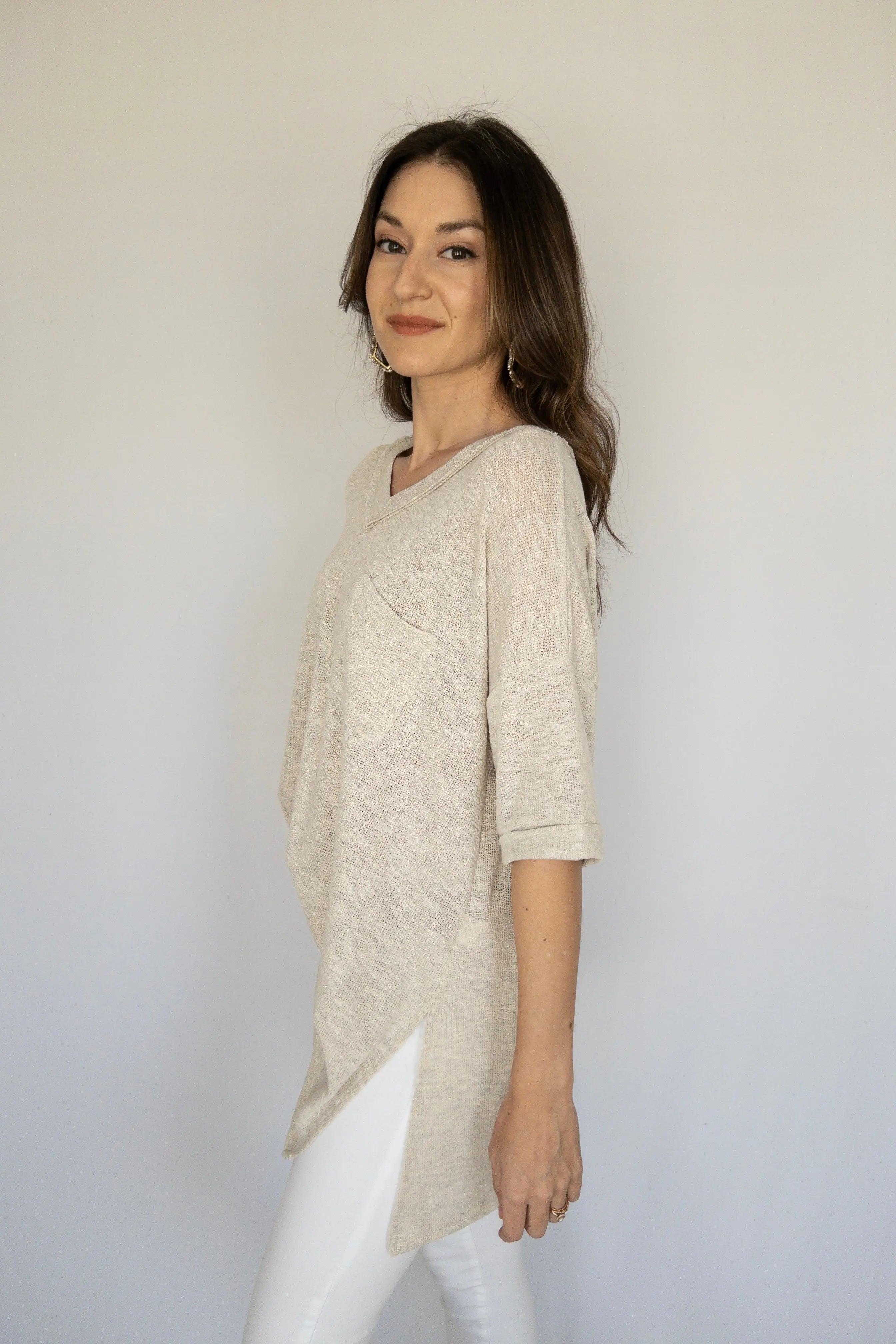 The Tiny Details Oatmeal Relaxed Short Sleeve Pocket Tee