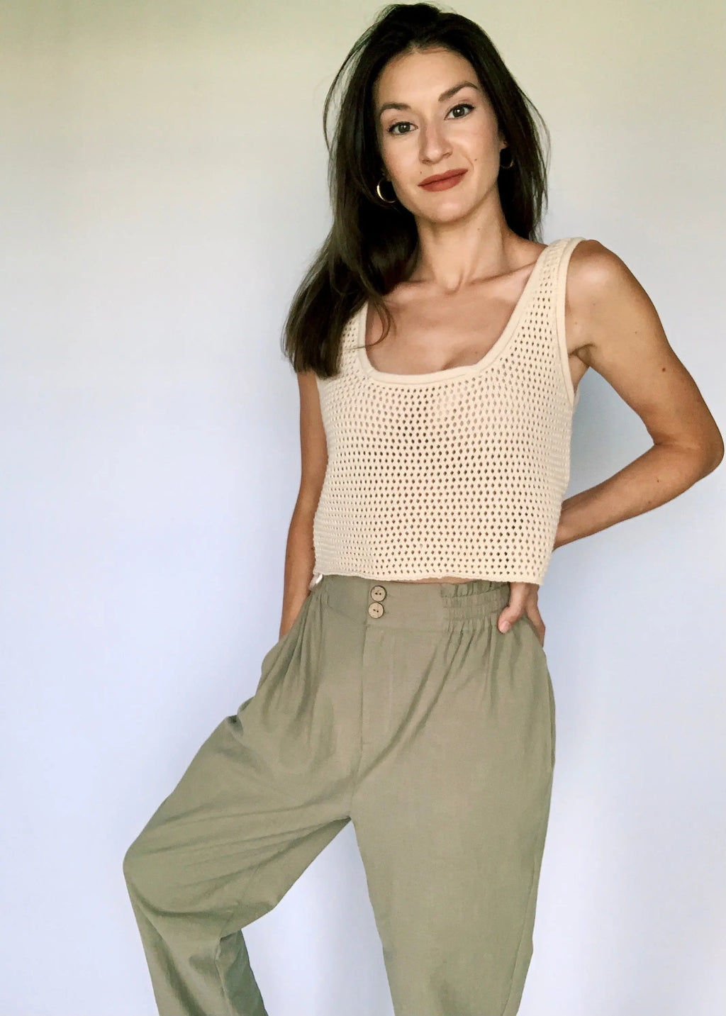 The Tiny Details Olive Elastic High Waist Pants