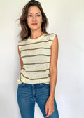 The Tiny Details Olive & Cream Horizontal Stripe Knit Pullover *Size Large*