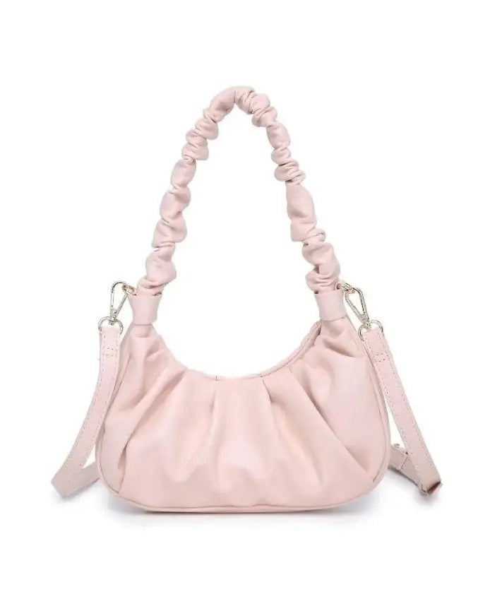 The Tiny Details Oliveta Ruched Rose Leather Handbag
