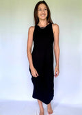 The Tiny Details Open Back Black Ribbed Knit Midi Dress