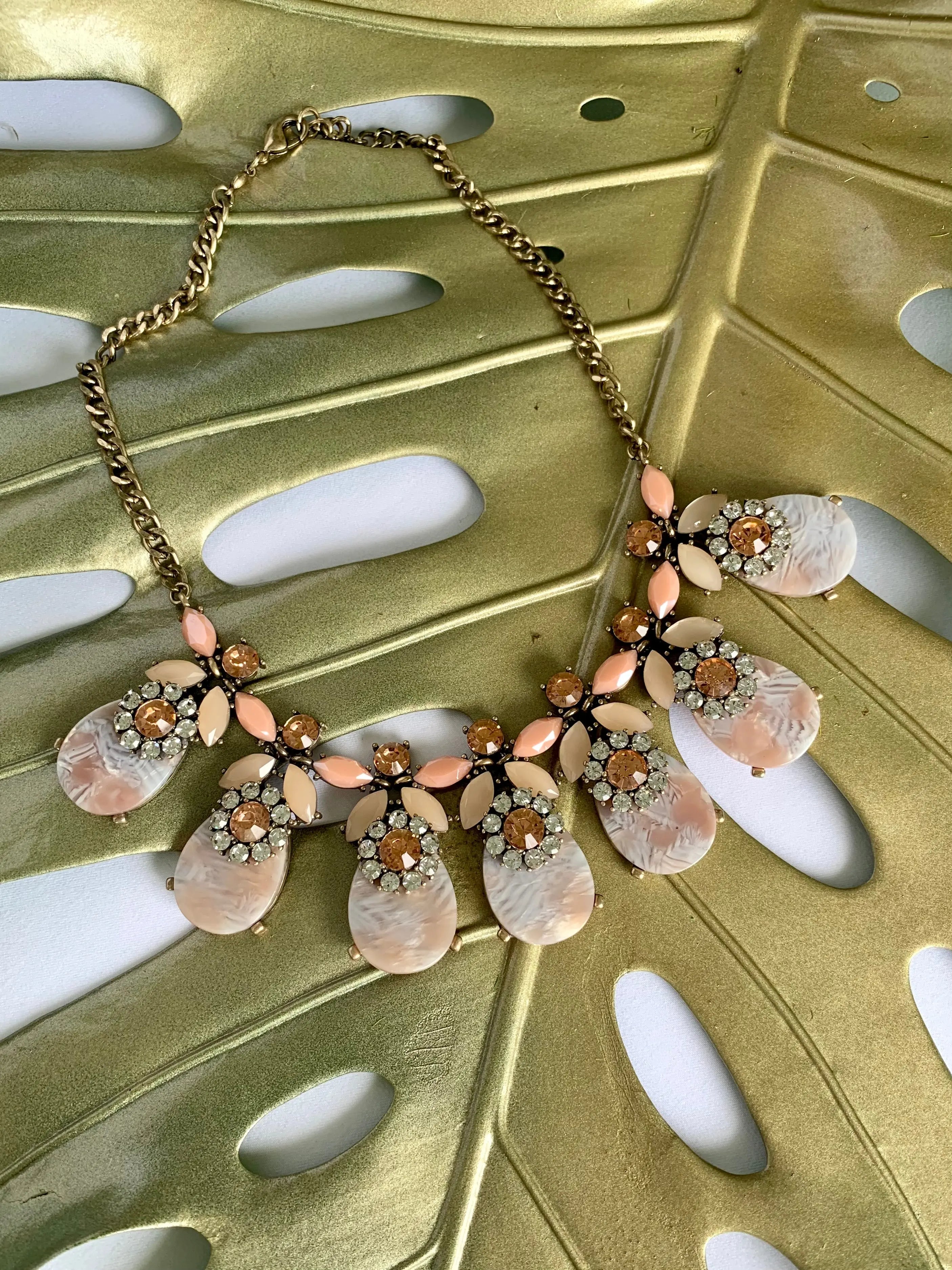 The Tiny Details Peach Tone Sparkle Statement Necklace