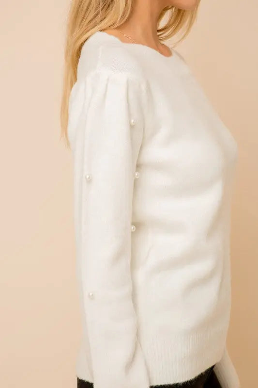 The Tiny Details Pearl Detailed Mock Neck Sweater