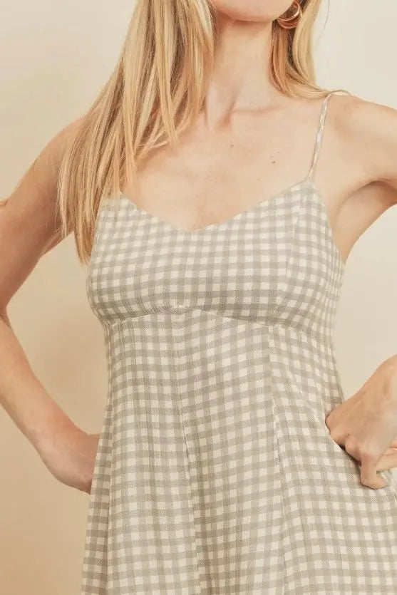 The Tiny Details Picnic Gingham Open Back Romper