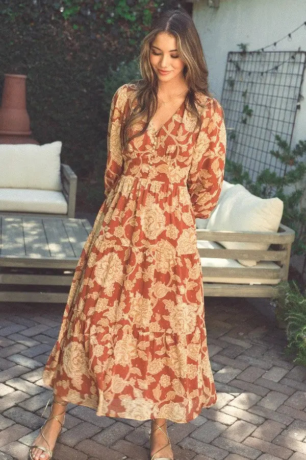 The Tiny Details Printed Ember Button Front Maxi Dress