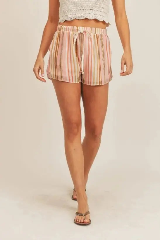 The Tiny Details Reef Romance Multi Coral Shorts with Drawstring